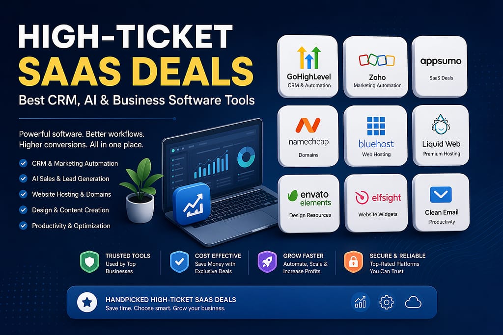 Best SaaS Deals, CRM Tools & AI Business Software (2026) 1 high ticket saas deals tools 1
